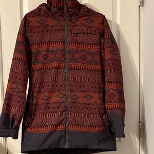 Burton Women's Geometric Ski Jacket - Burgundy and Gray